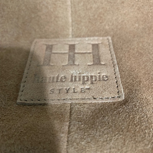 Haute Hippie Tan Suede Fringe Bag Shoulder Bag 12”x11” Boho - Picture 2 of 11